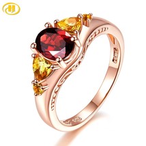 Stock Clearance Natural Red Garnet Citrine Sterling Silver Colorful Rings 1.6 Ca - £39.30 GBP