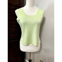 Misook Womens Sweater Lime Green Sleeveless Scoop Neck Thin Knit Petites SP - £22.94 GBP