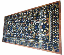 6&#39;x4&#39; Black Marble Counter Desk Dining Table Semi Precious Marquetry Art... - £4,323.01 GBP