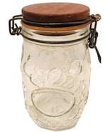 Wheaton Glass Jar Canister Wood Top Wire Bale Vintage Embossed Fruit 1L ... - $335.85 MXN