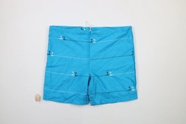 NOS Vintage 70s Mens Size XL Striped Beach Island Board Shorts Trunks Bl... - £42.05 GBP