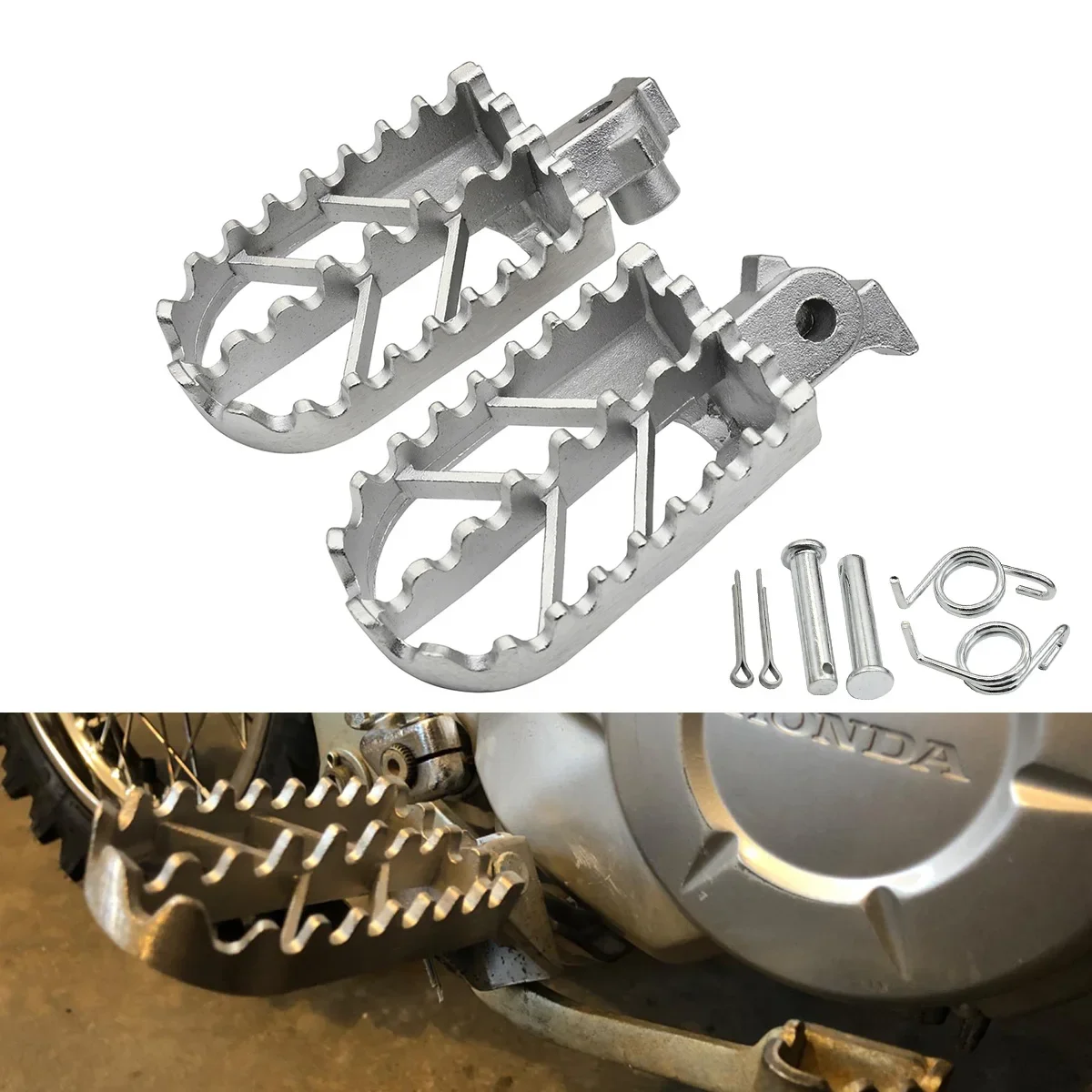 Motocross Stainless Steel Foot Pegs Rests Pedals Footpegs For Honda XR50... - $34.08