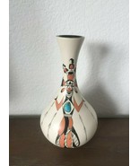 Acoma Pueblo Hand Painted Corn Maiden Pottery 7&quot; Vase w/ Turquoise Inlay... - £93.89 GBP