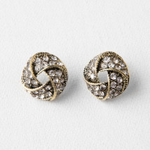 Plunder Earrings (New) Shelly - Antiqued Gold Knots W/ Crystals .75&quot; (PE660) - £11.26 GBP