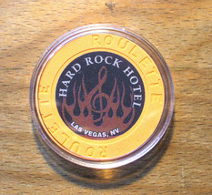 (1) Hard Rock Casino ROULETTE Chip - Yellow - LAS VEGAS, Nevada - Gold F... - $8.95