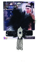 Forum Novelties Roaring 20&#39;s Deluxe Black and Silver Flapper Headband, Black/Sil - £59.60 GBP