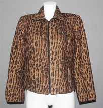 VTG TOTONKO New York Leopard Print Velvet Feel Zipper Lined Jacket Wm&#39;s ... - $24.99