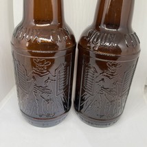 2 Sarsaparilla Amber Glass Bottle Sioux City Cowboy Saloon Embossed Vintage - £10.48 GBP