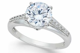 Diamond Engagement Band 1.55 Ct Round Cut Solitaire Ring 10K White Gold Over - £49.64 GBP