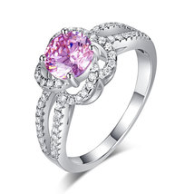 Floral 925 Sterling Silver Wedding Promise Ring 1 Ct Fancy Pink Jewelry - £80.17 GBP