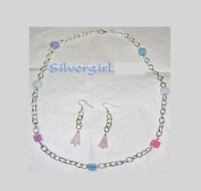 Multi Dyed and Natural Gemstone Necklace Earring Set - £17.55 GBP