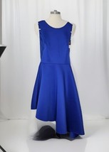 New TOPSHOP Lace-up Grommet Formal Prom Asymmetrical Dress royal Blue US 4 - $37.62