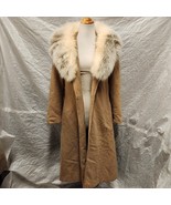 Robert Meshekoff Original Women&#39;s Cashmere Tan Coat with Fur Trim &amp; Belt... - £428.31 GBP