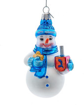 Kurt Adler 4.24&quot; Noble Gems Glass Hanukkah Snowman Holiday Ornament NB1740 - £15.94 GBP