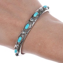 6.5&quot; c1930&#39;s Navajo silver and turquoise cuff bracelet - £962.26 GBP