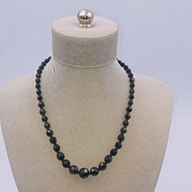 Vintage West Germany Marked Black Faceted Beaded Necklace 17.5&quot; Long - £15.31 GBP