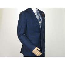 Men TALLIA Suit Wool Blend English Glen Plaid Classic 2Button VDVA2SVX0026 Blue image 6