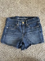 AMERICAN EAGLE Stretch Low Rise Blue Denim Jean Shorts Women&#39;s Size 2 - £8.30 GBP