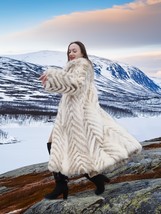 Two Tone Fox Coat Shawl Collar Chevron Design Size XS/S Fast Shipping - €552,33 EUR