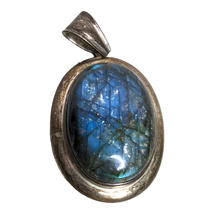 Blue Fire Labradorite Pendant in Sterling Silver 925 Setting Bohemian Ar... - £46.57 GBP