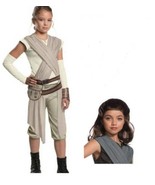 Girls Rey Disney Star Wars Deluxe Top Pants Wig 7 Pc Halloween Costume-s... - £25.05 GBP
