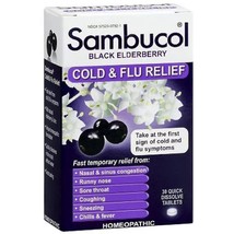 Sambucol Cold &amp; Flu Relief Quick Dissolve Tablets, Black Elderberry 30 e... - $27.23 CAD