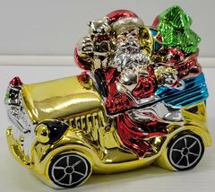 MM) Shiny Christmas Santa Claus Car Trinket Candy Dish Holder with Lid B... - $9.89