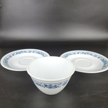 Corelle Sugar Bowl &amp; And 2 Corelle Saucers Old Town Blue Onion Open Vintage - £6.78 GBP