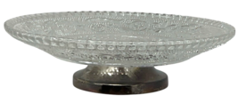 Crystal & Silver Plate Pedestal Server Candy Dish Plate Collectible  5.75" image 7
