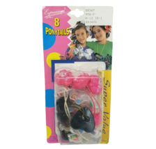 8 Vintage 1990&#39;s Expressions Colorful Plastic Ponytails Ponytail Hair Pink Bears - £18.68 GBP
