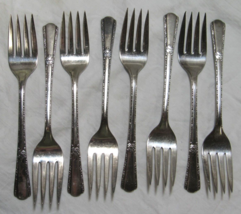 Set of 8 Stardust 1937 Rogers IS Silverplate Small Salad Forks 6&quot; - $14.84