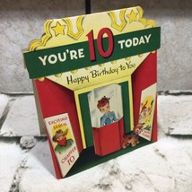 Vintage 1950’s Birthday Card You’re 10 Today! Movie Theater Cinema Style - $11.88