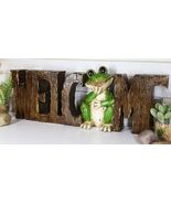 18&quot;L Whimsical Green Frog Welcome Word Art Sign Wall Plaque Or Desktop F... - $654.93 MXN