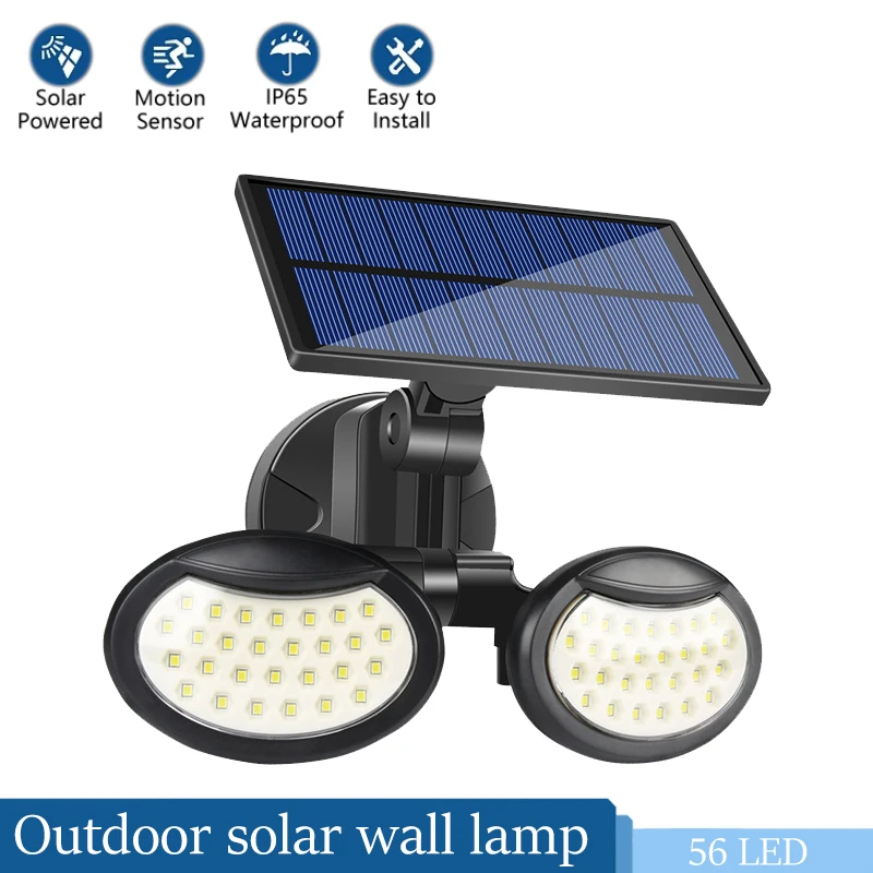 LED/COB Solar Street Light OutdoorMultiple Head Wall-Mounted Motion Sensor IP65  - £183.45 GBP