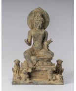 Antigüedad Indonesio Estilo Sentado Bronce Javanés Enseñanza Buda - 18cm... - $1,447.64
