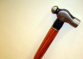 Vintage Handcrafted Hammer Antique Head Handle Brown Wooden Walking Stic... - £36.36 GBP