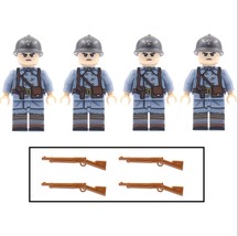 4pcs WW1 World War I French Soldiers Minifigures Set Weapons and Accessories - £11.85 GBP