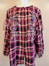Pioneer Women Shirt Womens XXL Purple Plaid Flannel Button Up Long Sleeve - £12.06 GBP