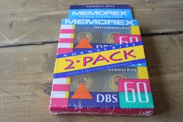 2 MEMOREX DBS 60 Blank Audio Cassette Tapes-NEW-Factory Sealed - 1980&#39;s - $3.56