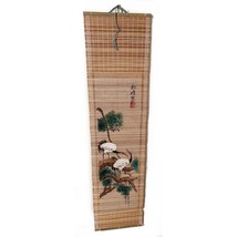 Vintage Bamboo Scroll Painted Birds Wall Hanging 31x8&quot; - £9.32 GBP