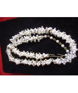 Vintage Twisted Faux Pearl &amp; Gold Bead Necklace 18&quot; - £7.47 GBP