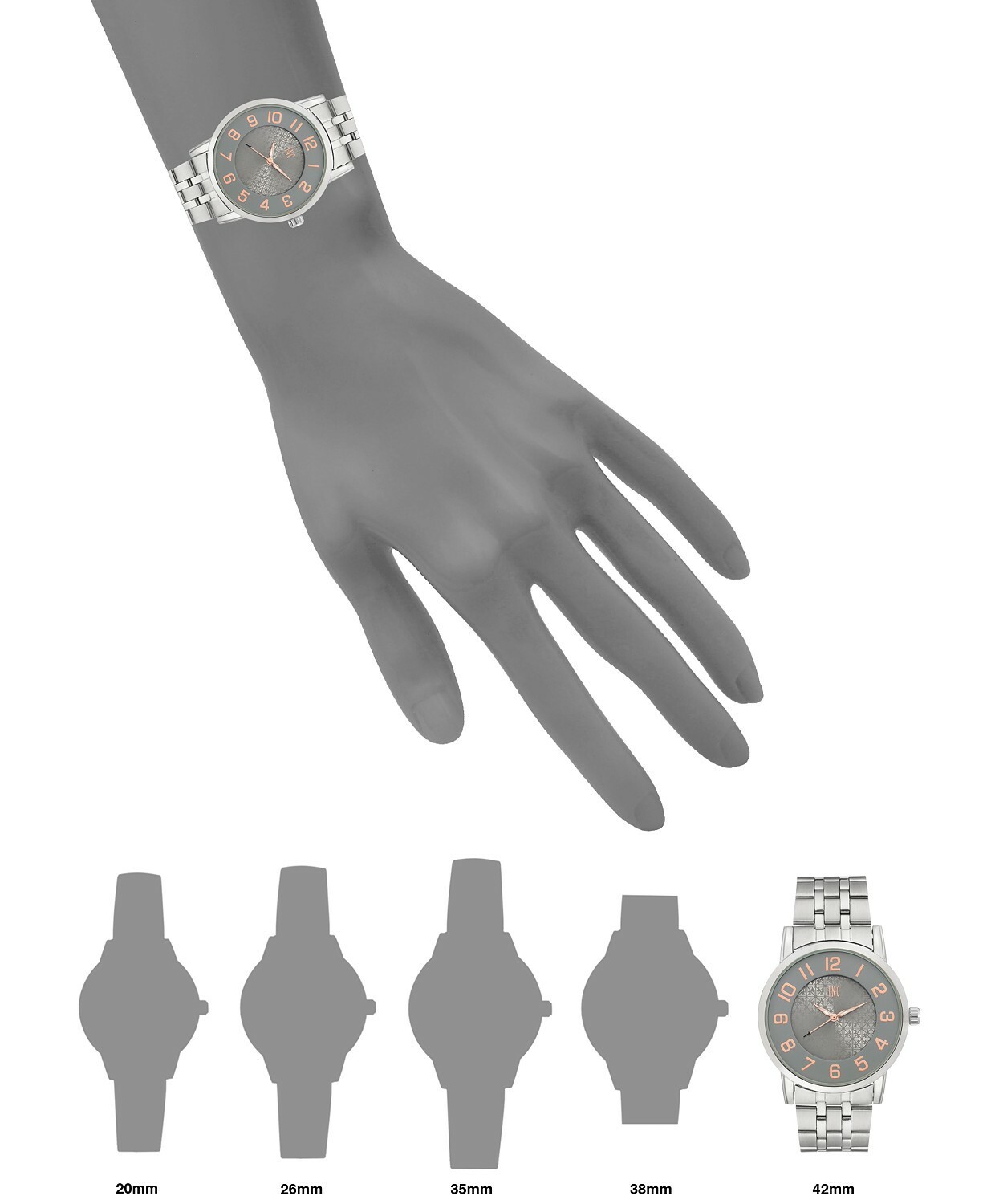 I. N.c. Internacional Concepts Hombres Tono Plata Eslabón Pulsera Reloj 42mm Nib Item image 5