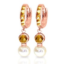 Galaxy Gold GG 14k Rose Gold Hoop Earrings with Freshwater-cultured Pearls and C - £355.21 GBP