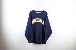 Vtg 90s Mens Large Faded Spell Out Heavyweight University of Michigan Sweatshirt - £42.80 GBP