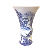 Vintage Hand-Painted Japanese Porcelain Vase: Blue and White Nature Moti... - $119.99