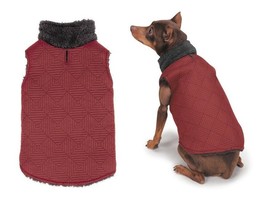 ThermaPet Quilted Dog Vest Red &amp; Black Stylish Sporty Lined All Weather Sweater - £26.38 GBP+