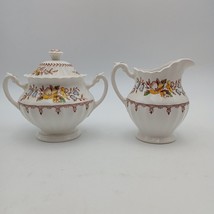J &amp; G Meakin Braemar Creamer &amp; Sugar Bowl England scalloped floral Class... - $32.99
