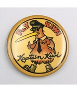 Vintage Kaptain Kiwi Fly Kiwi Airlines Orange Round Pin 2.25&quot; -- Button ... - £7.49 GBP