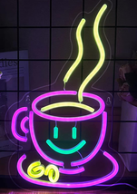NEW Neon Coffee Cup LED Acrylic Sign 8 x 15 inches USB powered w/ chain &amp; hooks - £15.94 GBP