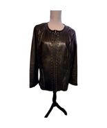 Women's Size P-1X 100% Genuine Black Leather Jacket Grommets Zippered Sl... - $74.25